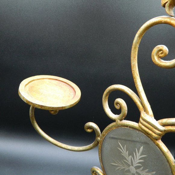 Paris Apartment  Hollywood Regency Antiqued Gold Wall Sconce Candleholder - Picture 5 of 8